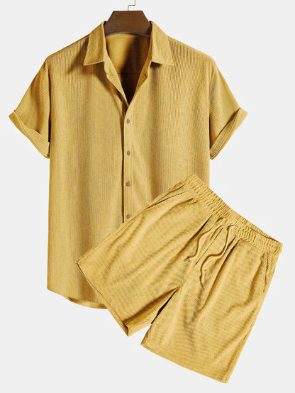 Herren Strickset Feinripp Hemd Shorts