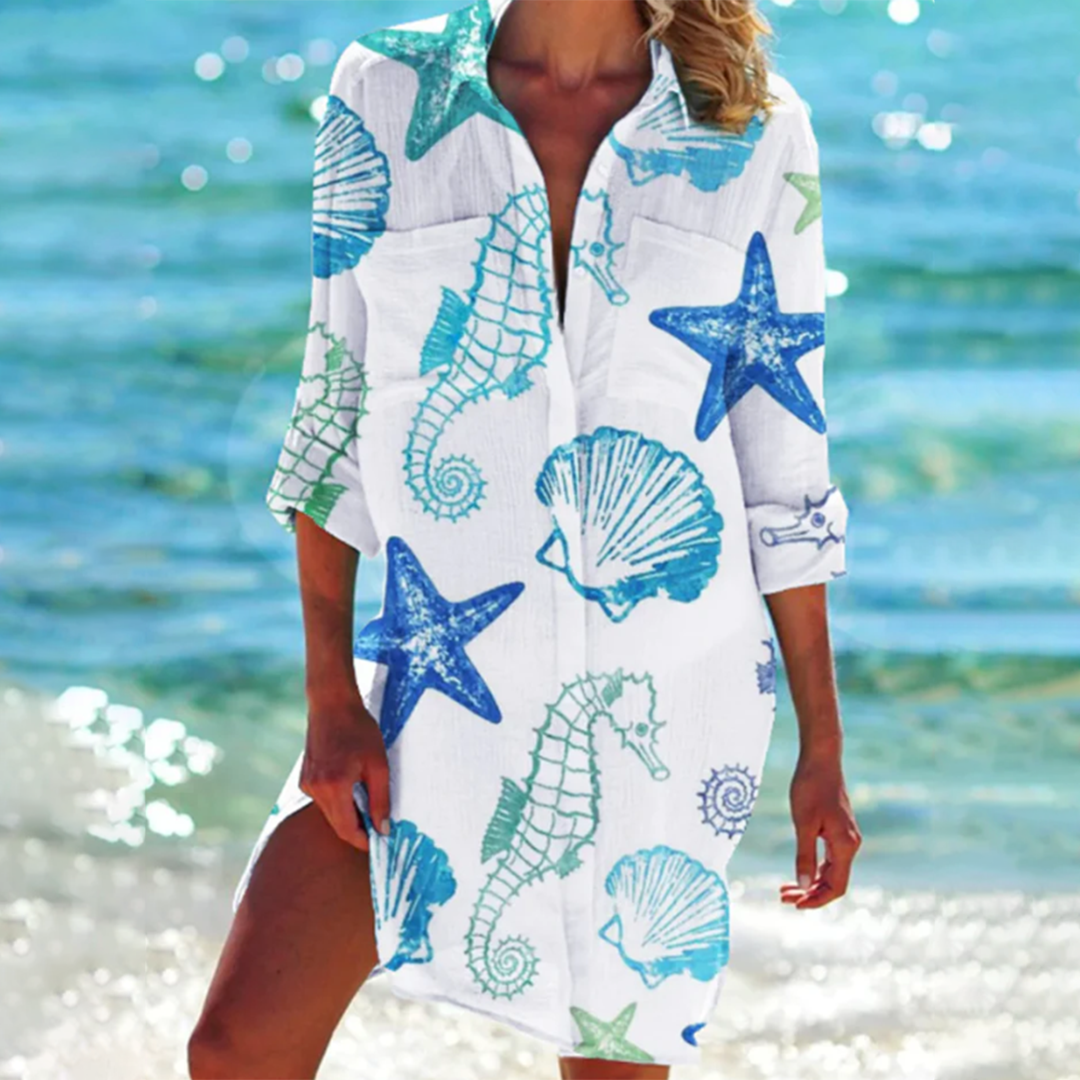 Damen A-Linie Hemdkleid Florales Muster Elegantes Design