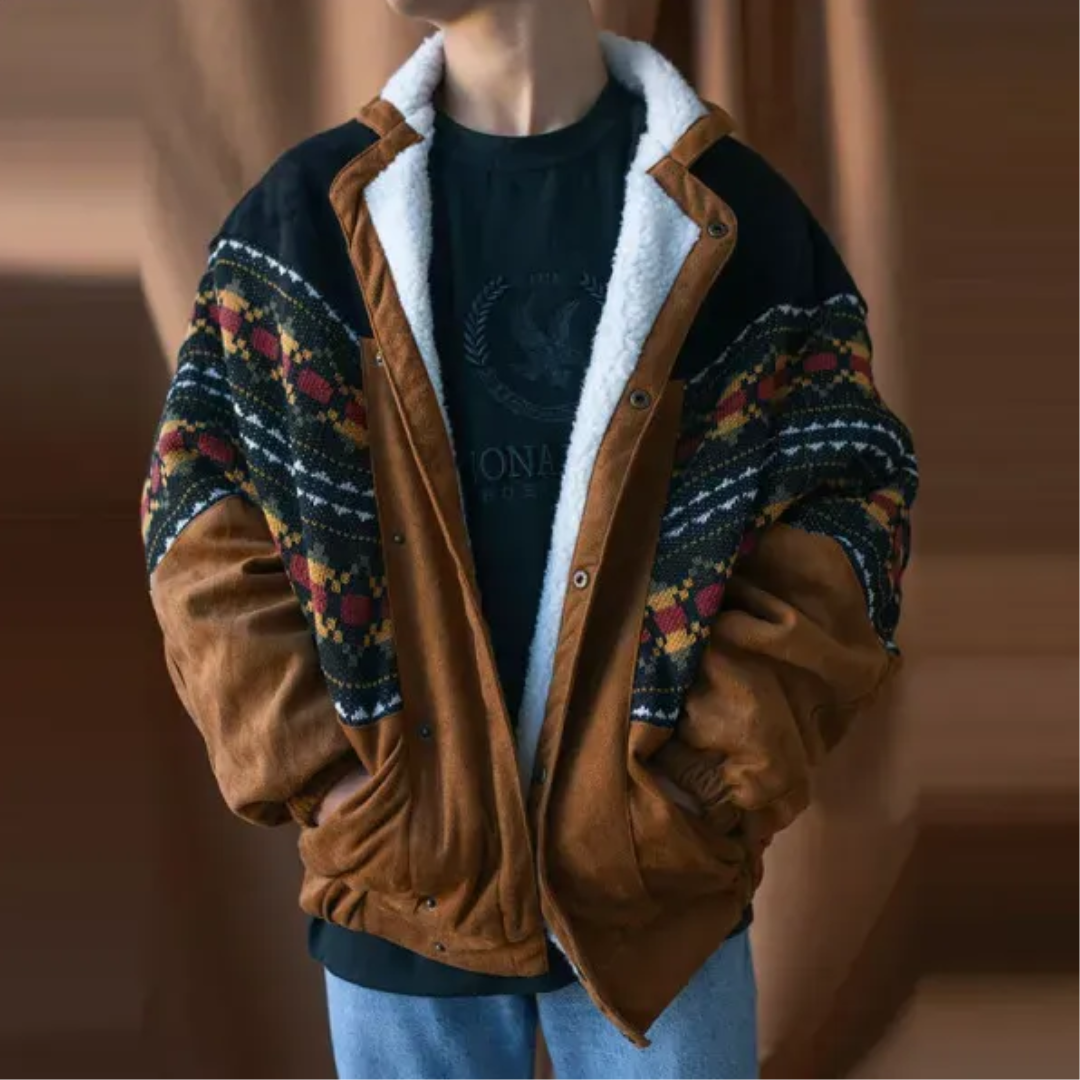 Herren Winterjacke Braun Fleecegefüttert Übergroß - Norvielle