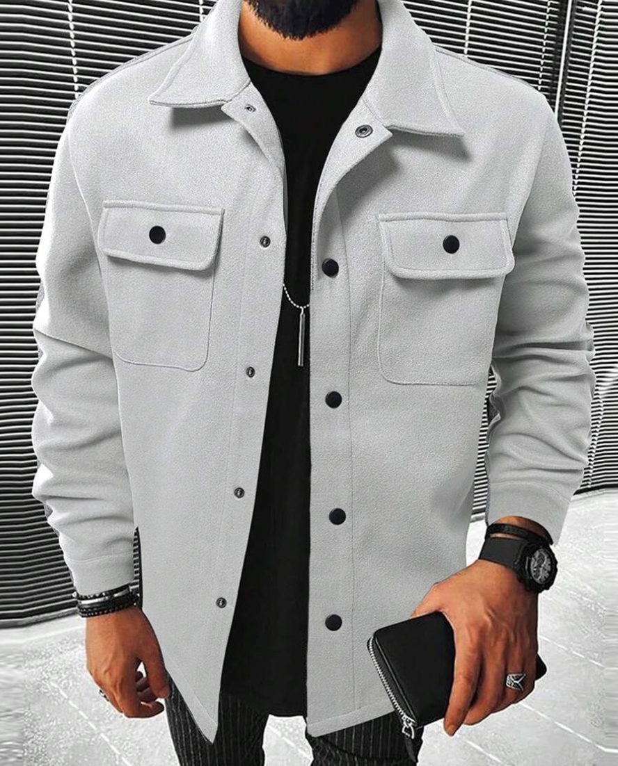Überhemd | Button-Up | Atemtaschen | Hemdjacke | Herrenbekleidung-Hellgrau-XS-Chaps Herrenmode