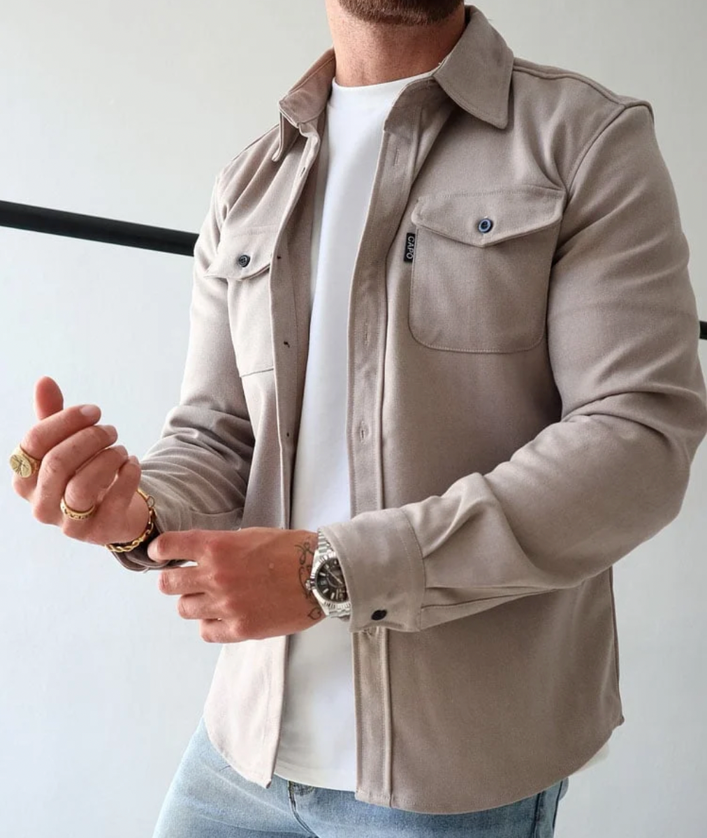 Herren Langarmhemd Überhemd mit Umlegekragen - Norvielle