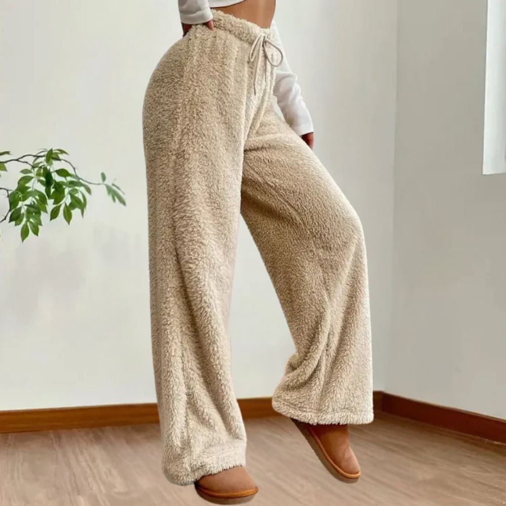 Damen Plüschhose Weich Kuschelig Grau - Norvielle