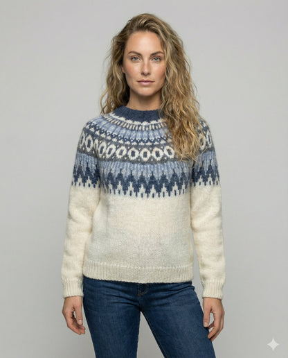 Damen Strickpullover Nordisch Merino - Norvielle