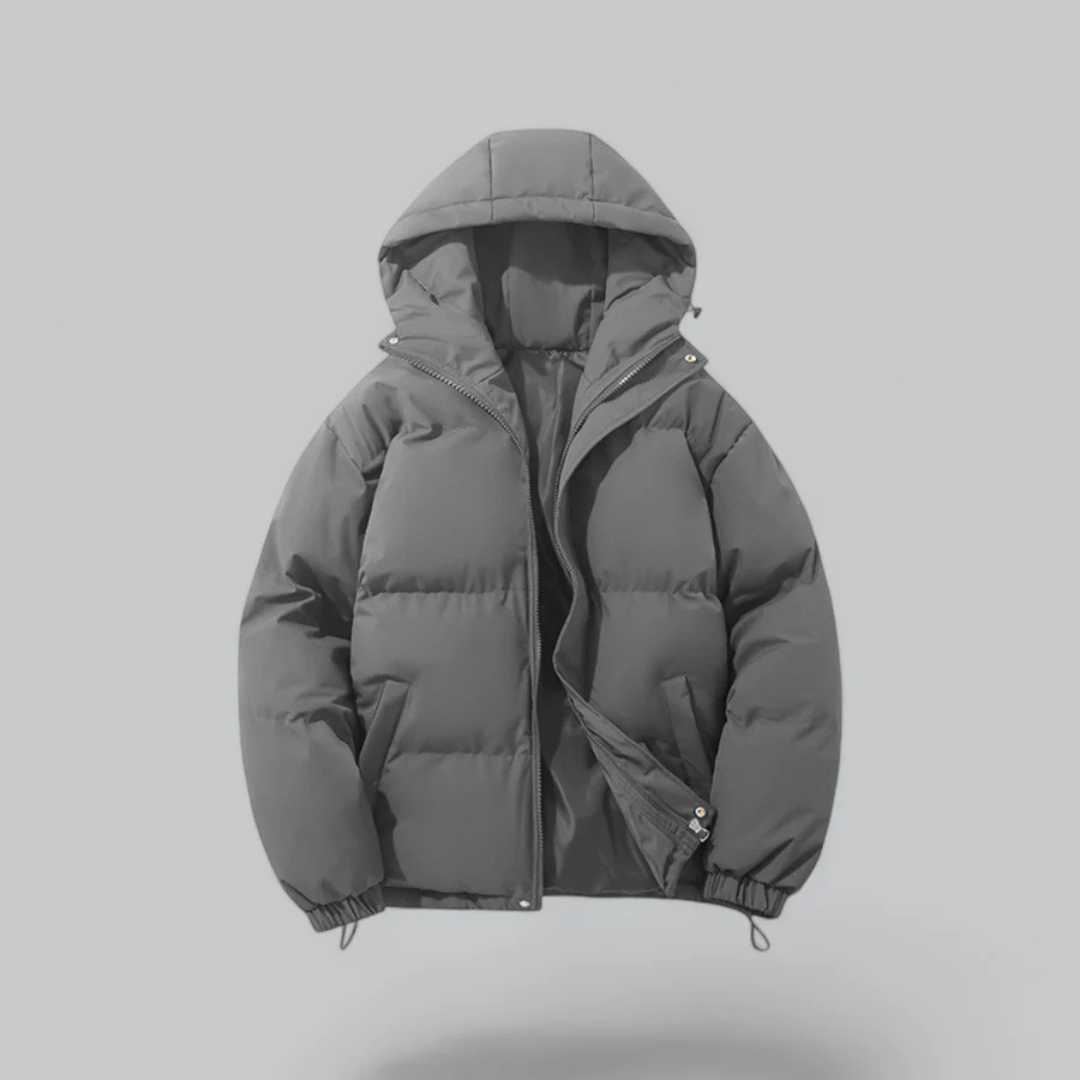 Unisex Daunenjacke Pufferjacke mit Kapuze und Reißverschluss