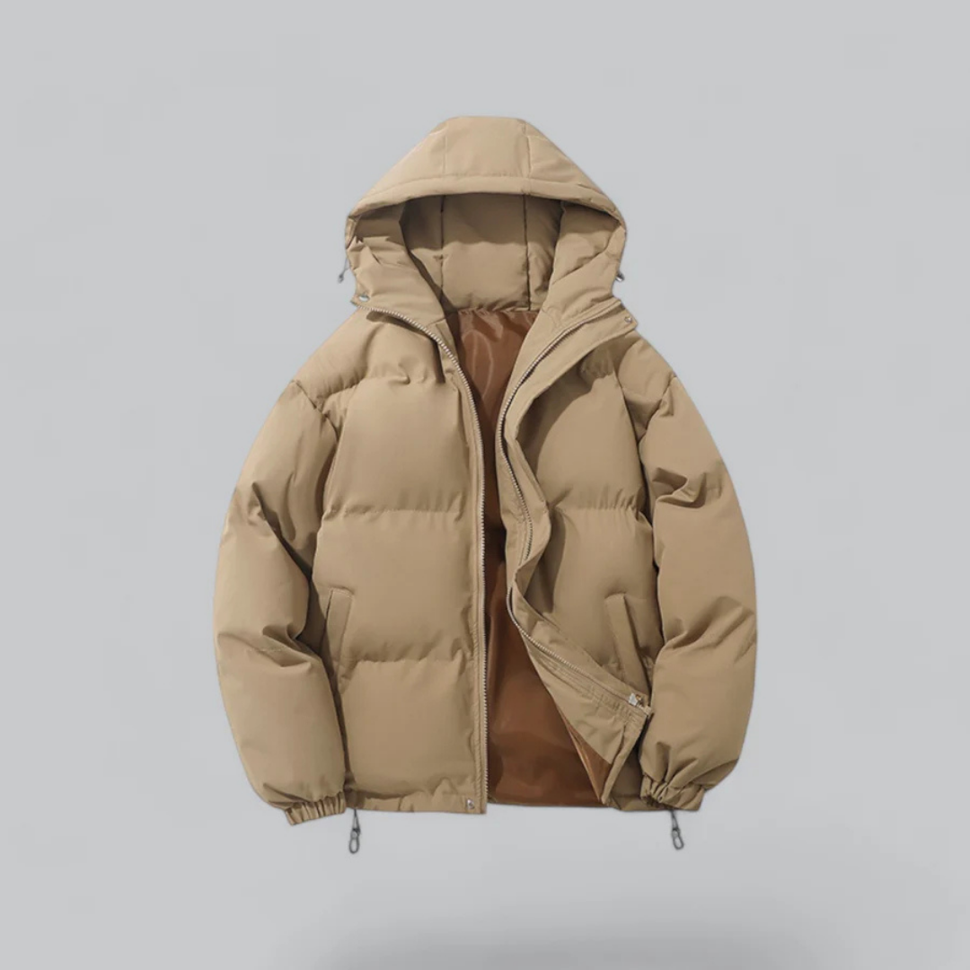 Unisex Daunenjacke Pufferjacke mit Kapuze und Reißverschluss