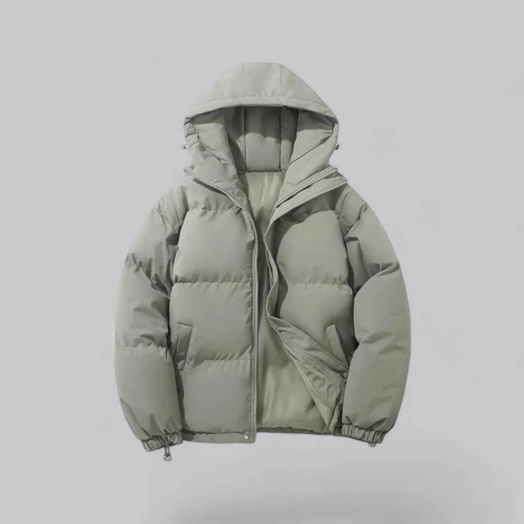 Unisex Daunenjacke Pufferjacke mit Kapuze und Reißverschluss
