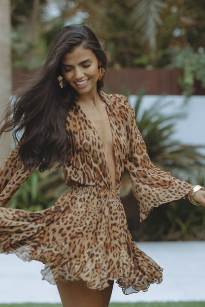 Damen Minikleid Langärmlig Sommerlich