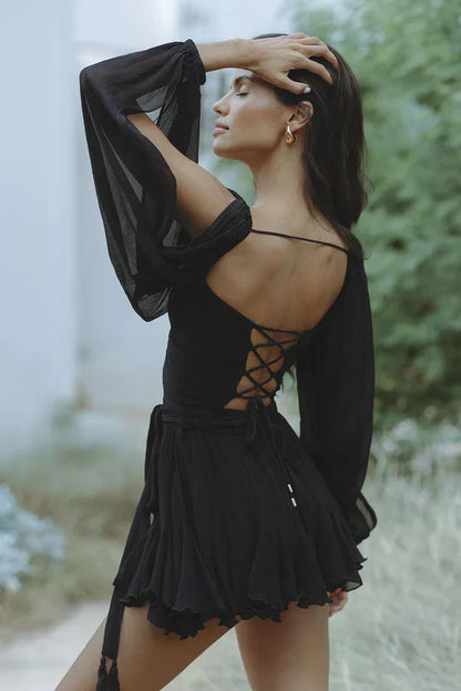 Norvielle Damen Sommerkleid Leicht Blumenmuster - Norvielle