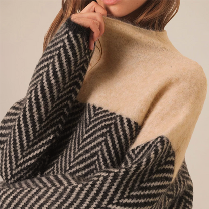 Damen Lockere Strickpullover Hoher Kragen