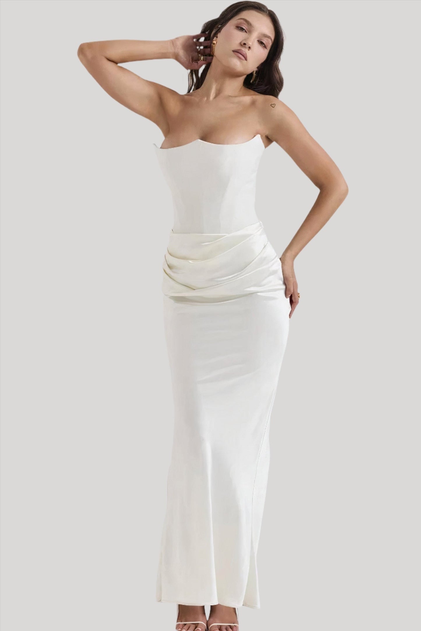 Damen Maxikleid Schulterfrei Elegant
