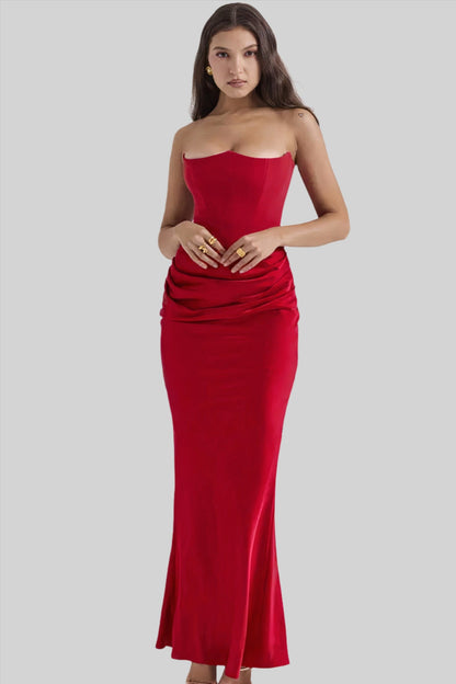Damen Maxikleid Schulterfrei Elegant