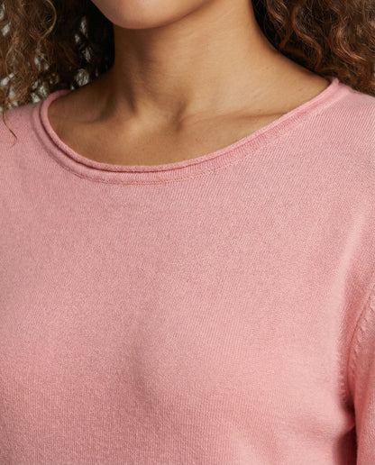 Damen Langarmshirt Leicht Baumwolle Weiß