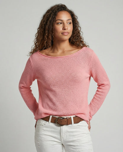 Damen Langarmshirt Leicht Baumwolle Weiß - Norvielle