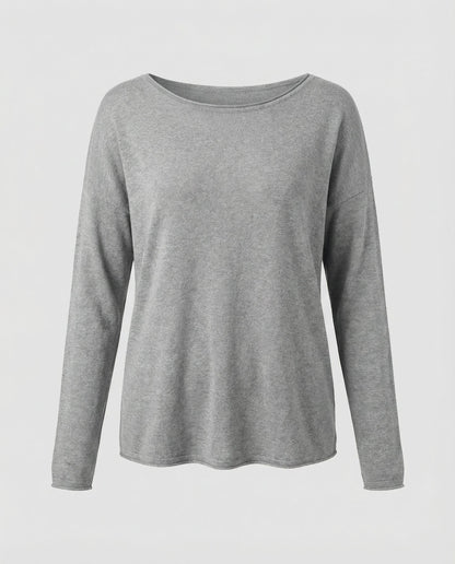 Damen Langarmshirt Leicht Baumwolle Weiß