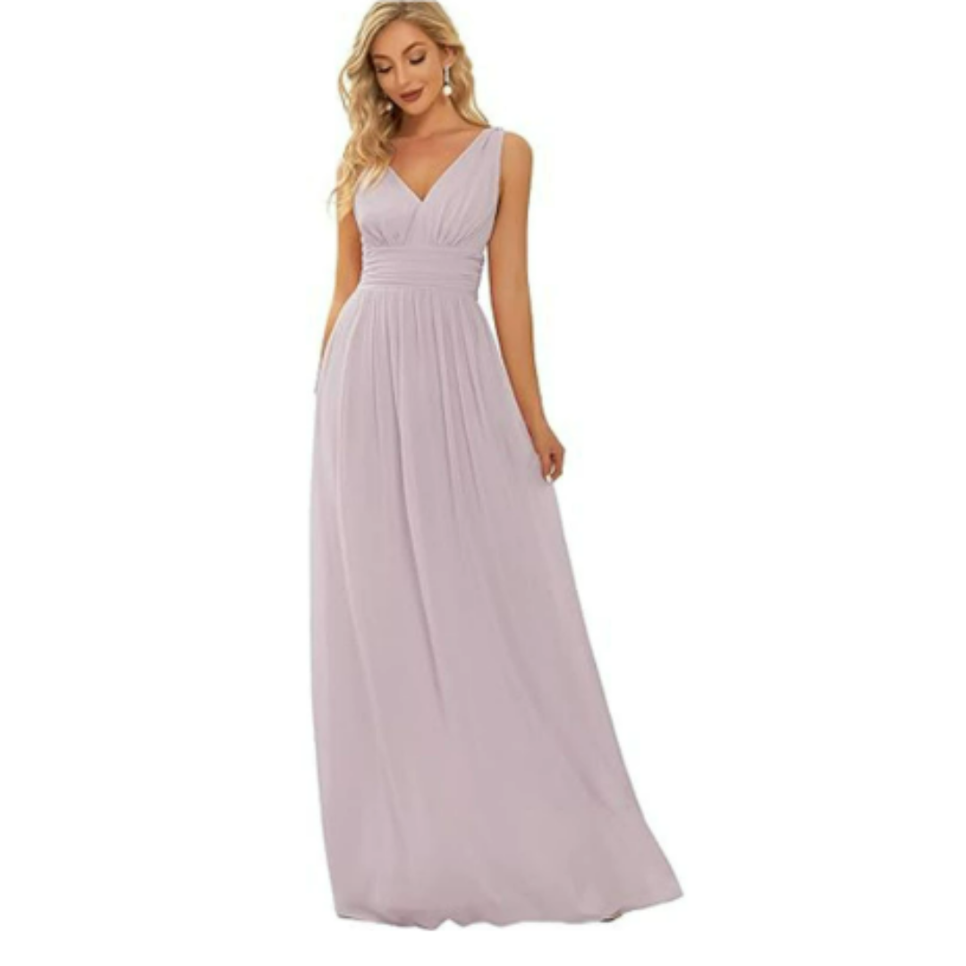 Damen Maxikleid V-Ausschnitt Fließender Saum