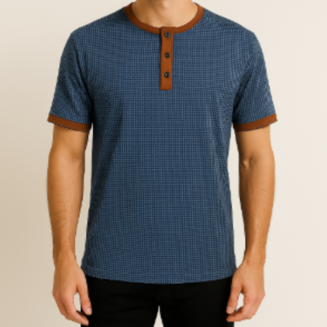 Herren Henley-Shirt Kurzarm Lässig