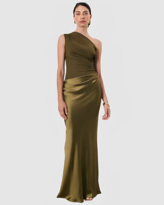 Damenkleid Asymmetrischer Kragen Gerader Rock - Norvielle