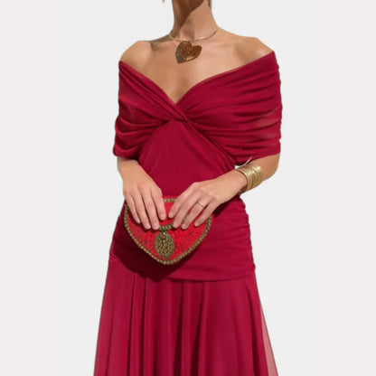 Damen Off-Shoulder Abendkleid Elegantes Design