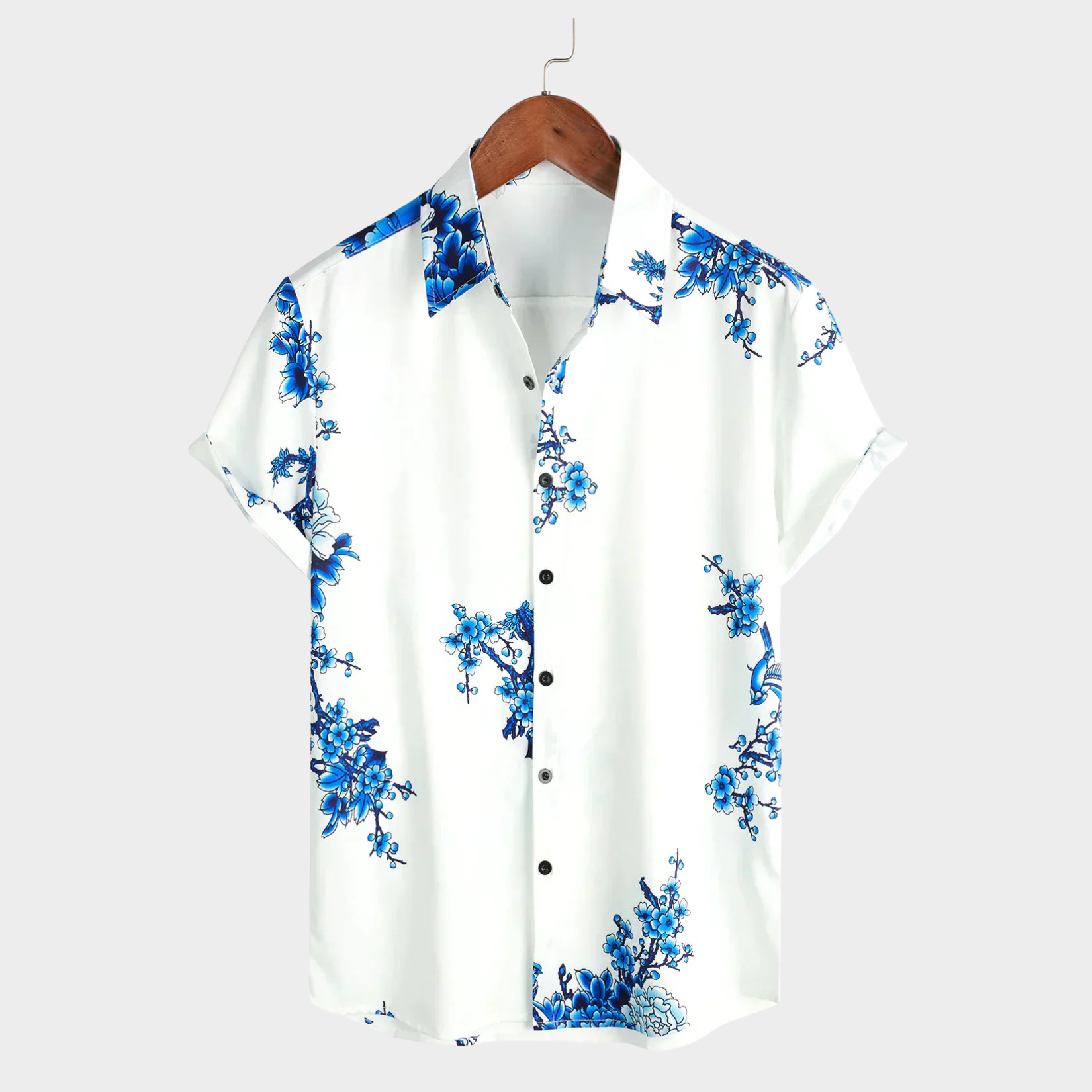Jackson Herren Sommerhemd Kurzärmelig Weiß Floral - Norvielle