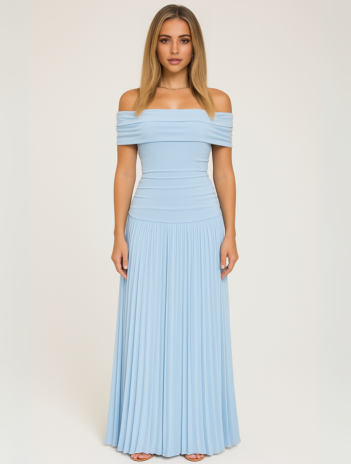 Damen Maxi Kleid Faltenrock für Hochzeitsgäste