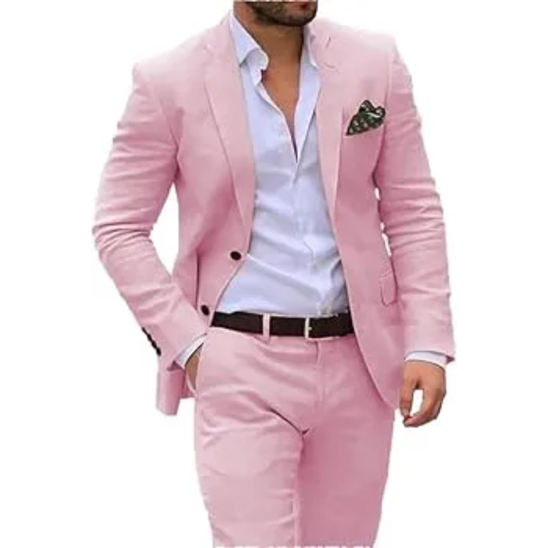 Herren Sommer Anzug Slim Fit Baumwolle Beige