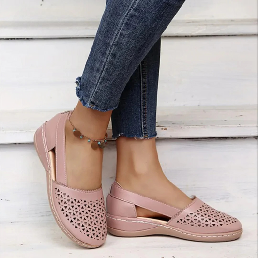 Damen Sommer Slipper Schuhe Sandalen Leder Beige - Norvielle