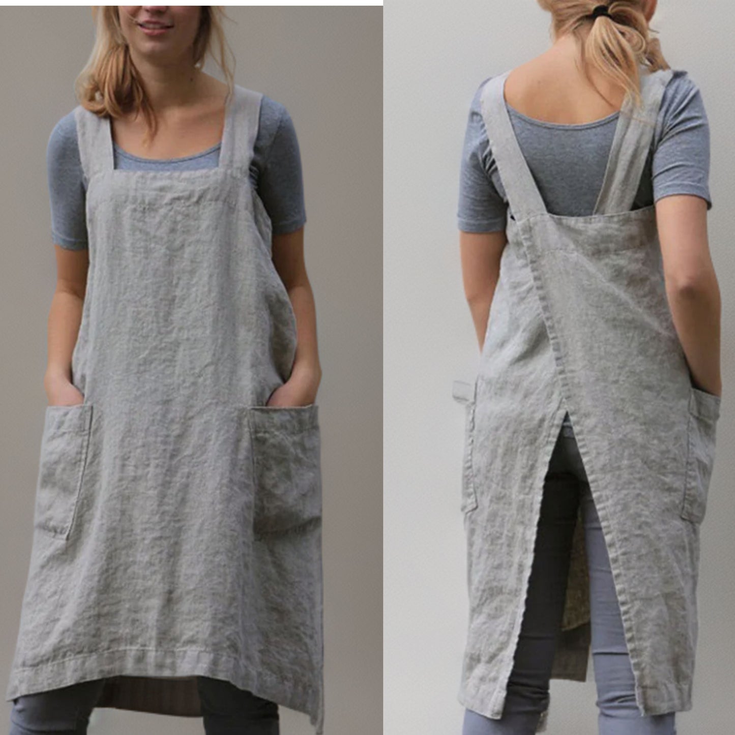 Damen Schürzenkleid mit Taschen Lässig Sommer