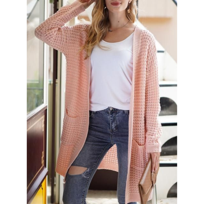 Damen Strickjacke Lang Verlängert Winterstruktur