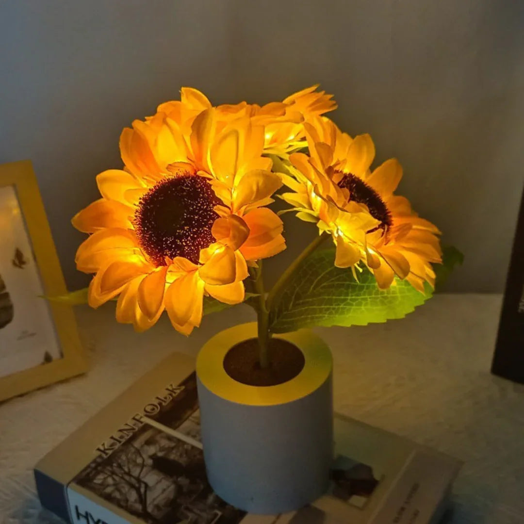 LED Tischlampe Sonnenblumen Design Wiederaufladbar