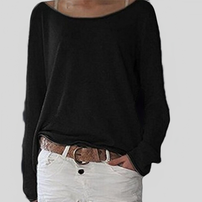 Norvielle Damen Langarmshirt Leicht Baumwolle Weiß