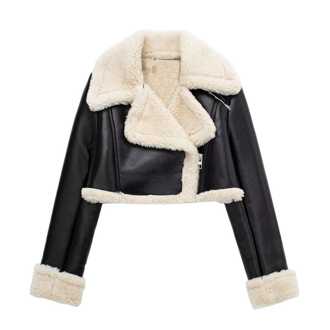 Damen Kunstlederjacke Warm
