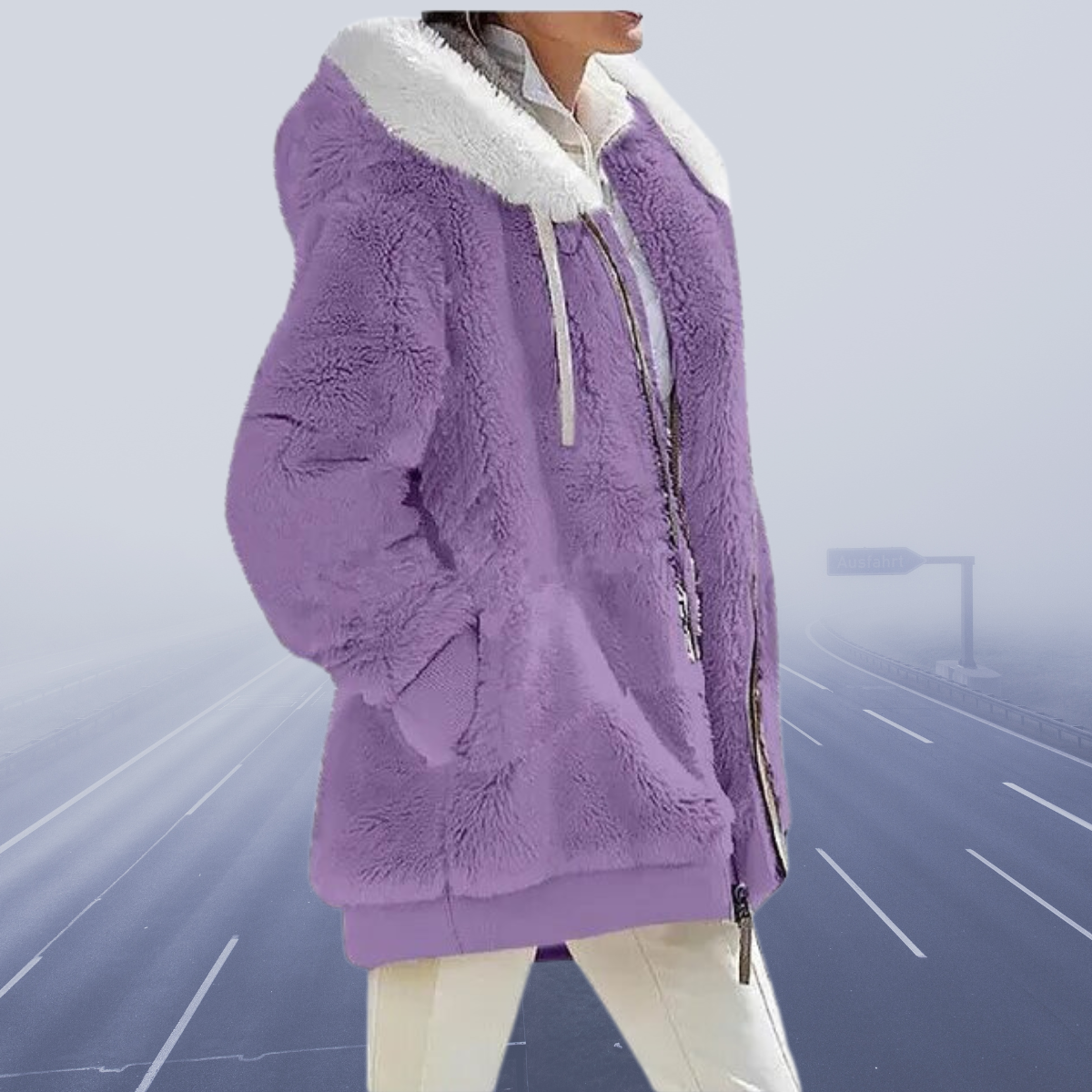 Norvielle Damen Fleece-Hoodie Lässig Grau