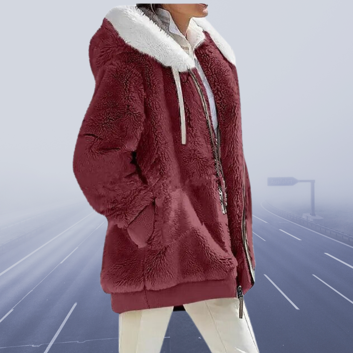 Norvielle Damen Fleece-Hoodie Lässig Grau