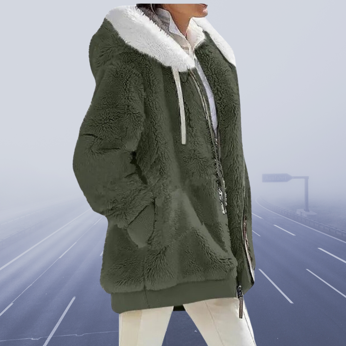 Norvielle Damen Fleece-Hoodie Lässig Grau - Norvielle
