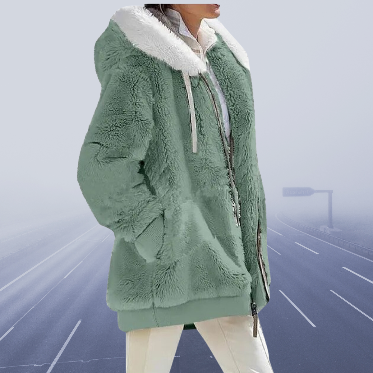 Norvielle Damen Fleece-Hoodie Lässig Grau