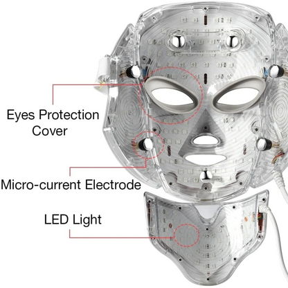 LED Gesichtsmaske 7 Farben Photon Lichttherapie für Gesicht und Hals