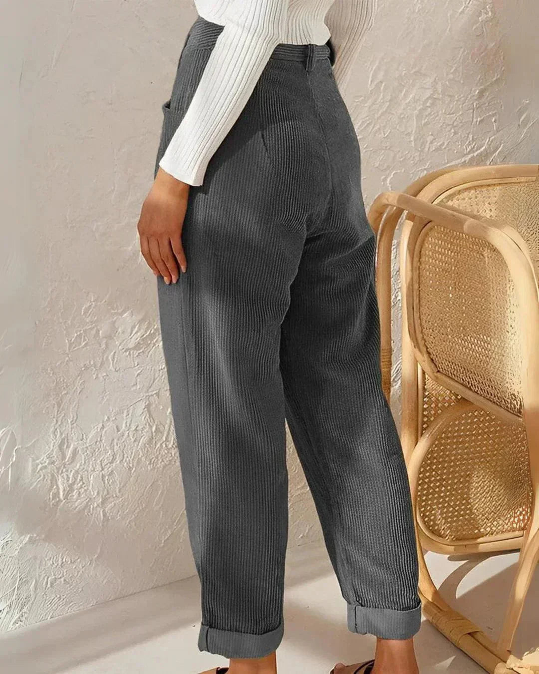 Norvielle Damen Cordhosen Hochbund Elegant