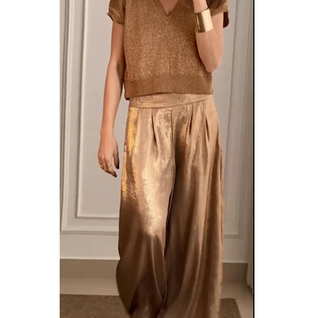 Damen Zweiteiler V-Ausschnitt Hose Set - Norvielle
