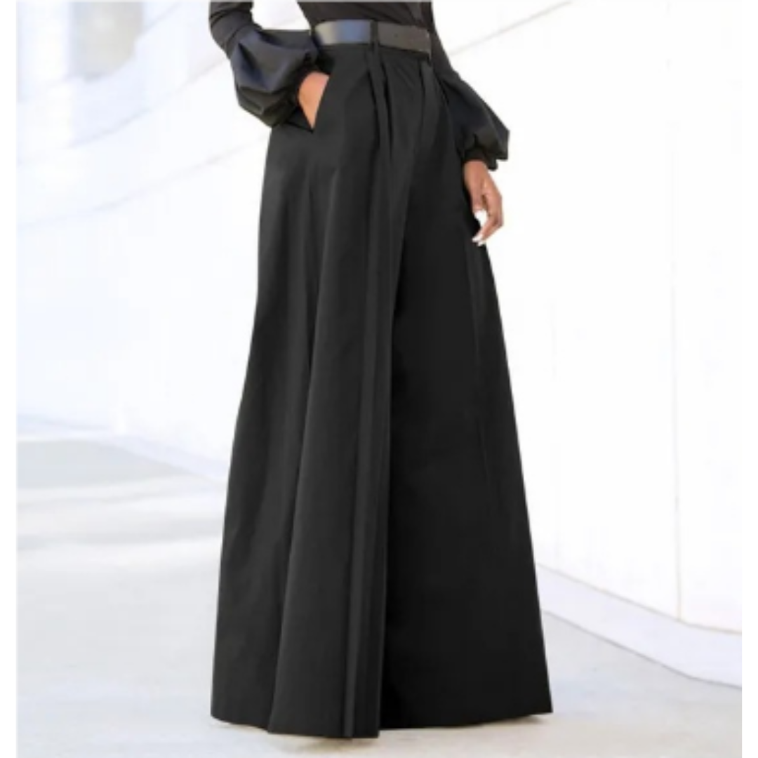 Damen Palazzo-Hose Hochtailliert Weites Bein