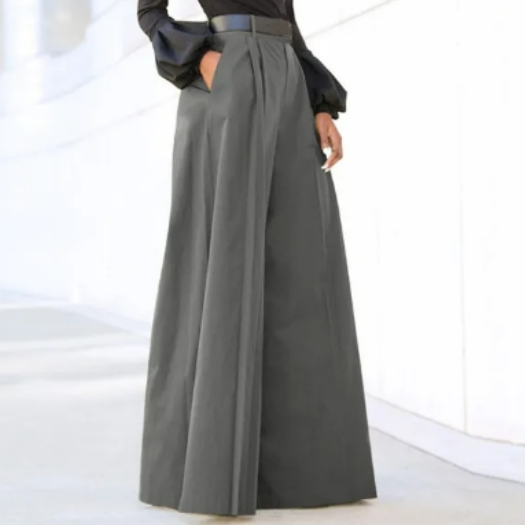 Damen Palazzo-Hose Hochtaillierte Weite Bein