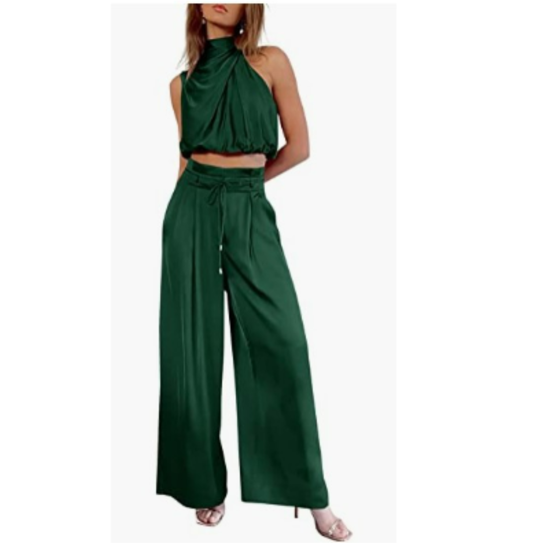 Damen Zweiteiliges Set Crop- und Weite Hose