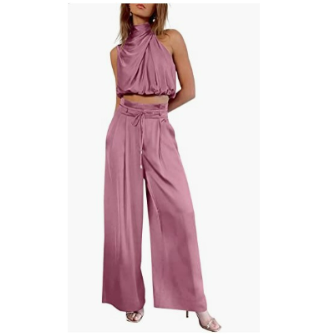 Damen Zweiteiliges Set Crop- und Weite Hose