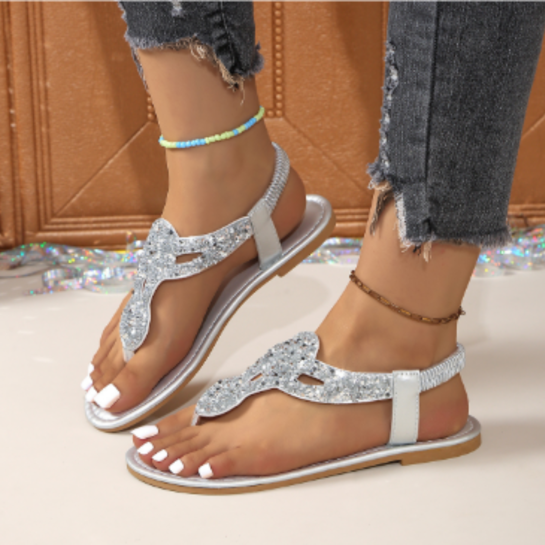 Damen Sommer-Sandalen Elastikriemen Bequem Schwarz - Norvielle