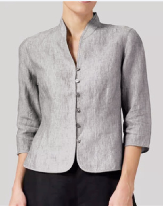 Damen Taillierte Kurzjacke Stehkragen Elegant