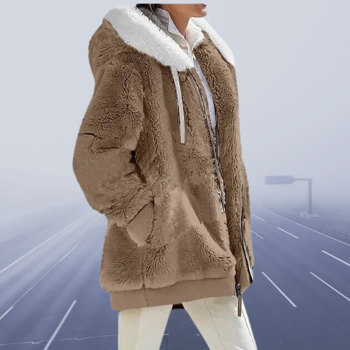 Norvielle Damen Fleece-Hoodie Lässig Grau