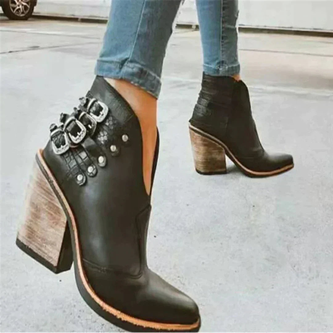 Damen Absatzstiefel Bequem