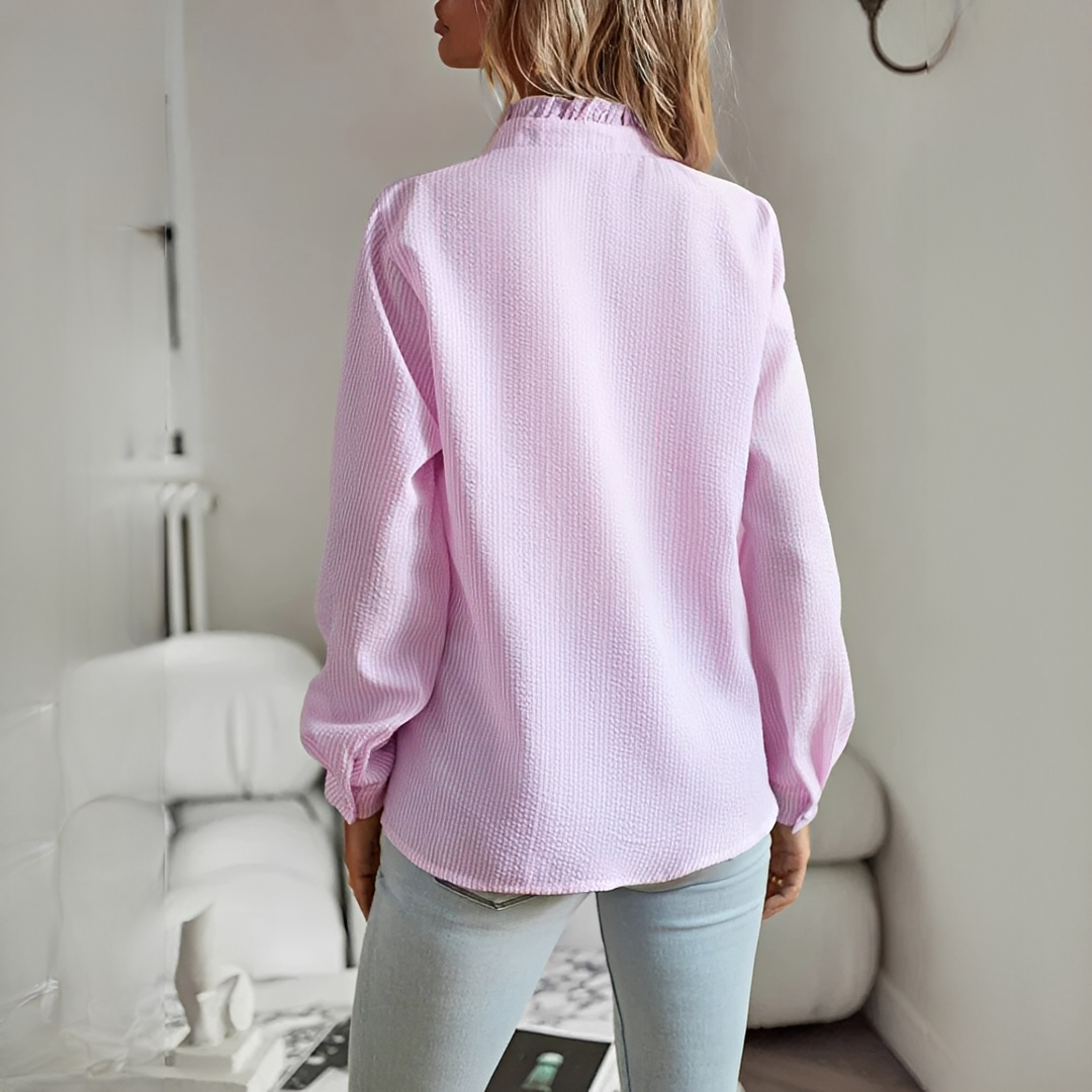 Lisbeth Damenbluse Elegantes Design Blümchenmuster Weiß