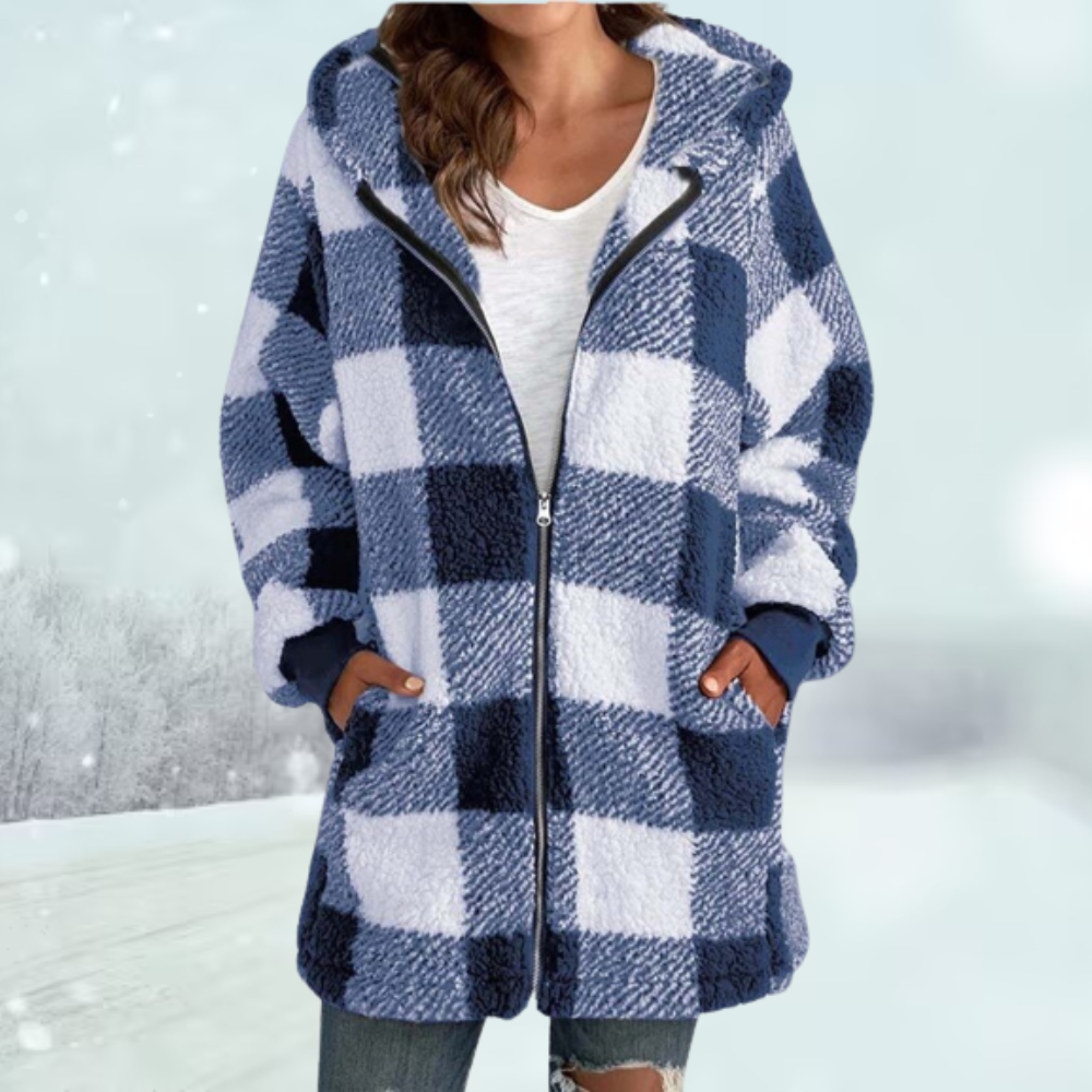 Norvielle Damen Karierte Winterjacke Mit Kapuze
