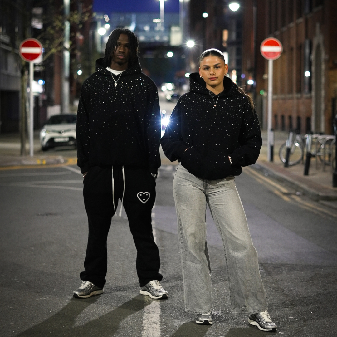 Unisex Hoodie Oversized mit Strasssteinen Glitzer - Norvielle