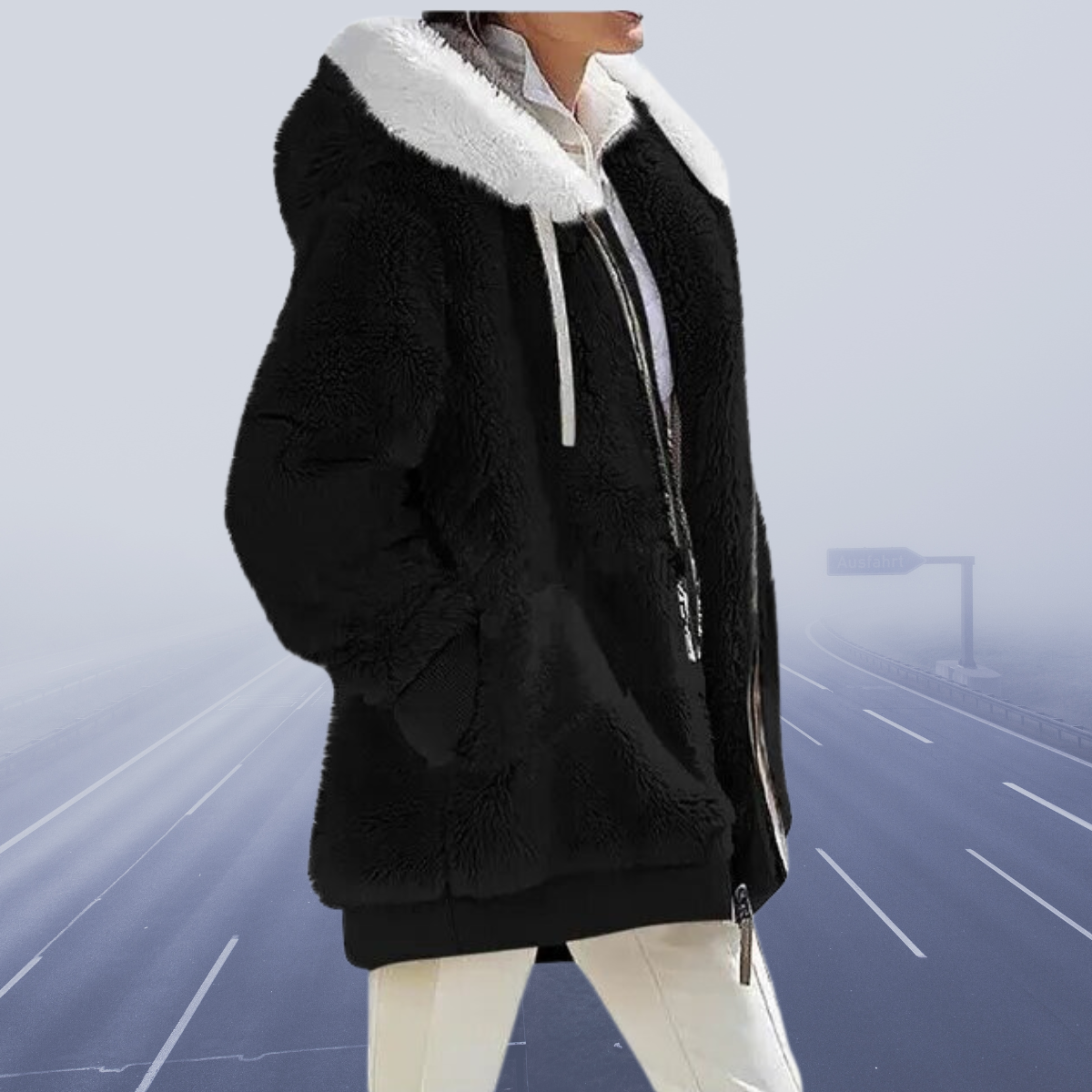 Norvielle Damen Fleece-Hoodie Lässig Grau